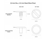 3.9 mm x 3.5 mm Silver Small Rivet